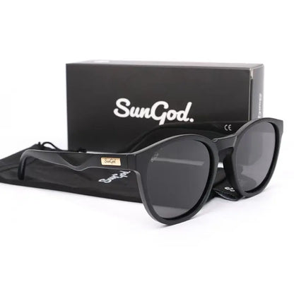 SUNGOD MIRAS Blue Mirror Sunglasses Men's Polarized Lens Glasses Retro Fashion Square Men's Sunglasses Sport SO1: with box