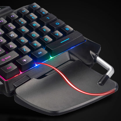 One Hand Game Mechanical Keyboard USB Wired Gaming Portable Ergonomic LED Backlight Mini PC Keyboard For PS4 Xbox