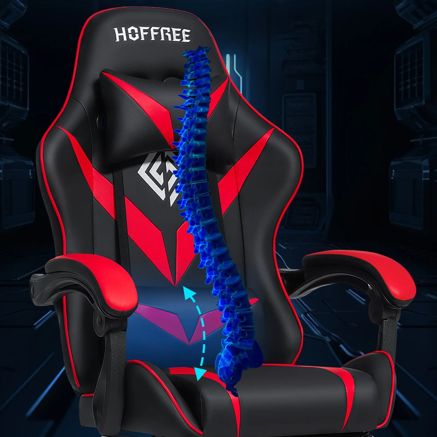 Gaming Chair with Massage Ergonomic Computer Chair Footrest and Lumbar Support Reclining PC Game Chair Adjust Armrest Headrest