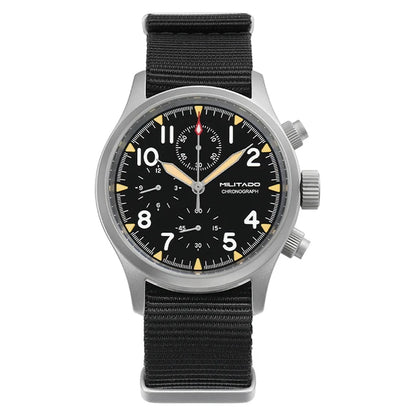 MILITADO Chronograph 39mm Watch BGW-9 Luminous Retro Military 100m Waterproof VK61 Quartz Movement Steel Vintage Men Wristwatch