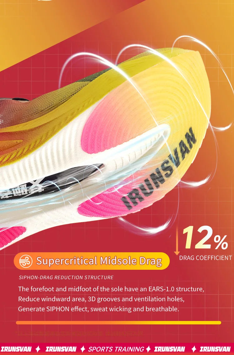 IRUNSVAN Men Running Shoes Breathable Sports Shoe Lightweight Marathon Carbon plate Sneaker Casual Comfortable Athletic Training