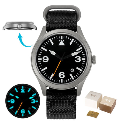 BERNY Aviation Top Titanium Mechanical Men Watch Sapphire AR Coating Supper Luminous 10Bar Sport Watch Titanium Aviation Watches