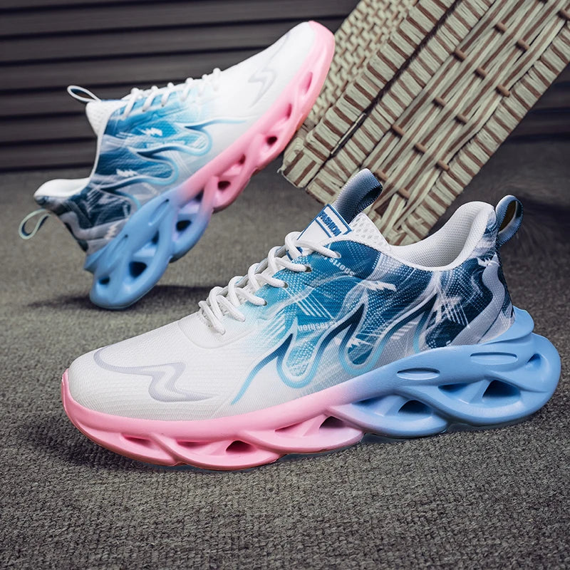 Men Running Shoes Mesh Breathable Flat Cushioning Soft Comfortable Sneakers Outdoor Gym Trendy Casual Jogging Shoes for Men