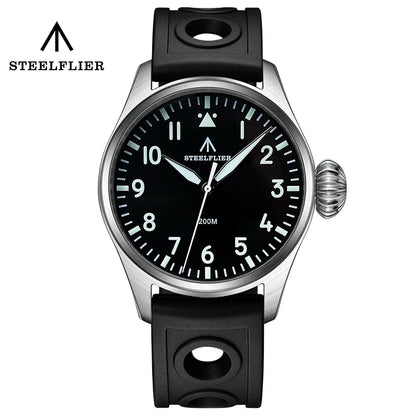 STEELFLIER Official SF743 Quartz Pilot Big Onion Crown Swiss Luminous VH31 20Bar Waterproof Sapphire Crystal Luxury Dive Watch