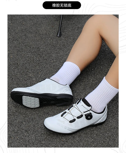 Zapatillas de ciclismo para hombre y mujer, para bicicletas de carretera, competición y carrera, con sistema automático de bloqueo, zapatillas deportivas de ciclismo de velocidad compatibles con calas SPD