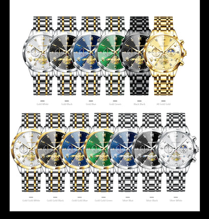 Montre homme POEDAGAR de luxe originale, étanche, chronographe lumineux, montre-bracelet en acier inoxydable à quartz, montres haut de gamme pour hommes