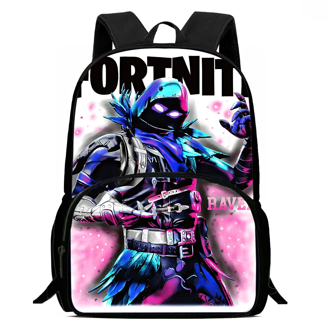 Zaini per bambini con design Hot Game, borsa pranzo e astuccio, borse scuola per alunni ad alta capacità, per bambino e bambina, regalo ideale F-FortniteS