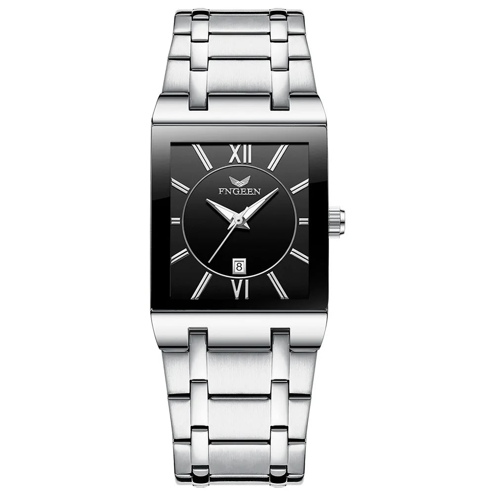 Montre-bracelet de luxe BINBOND à quartz précis pour homme, lumineuse, étanche, date automatique, en acier inoxydable durable, style décontracté.
