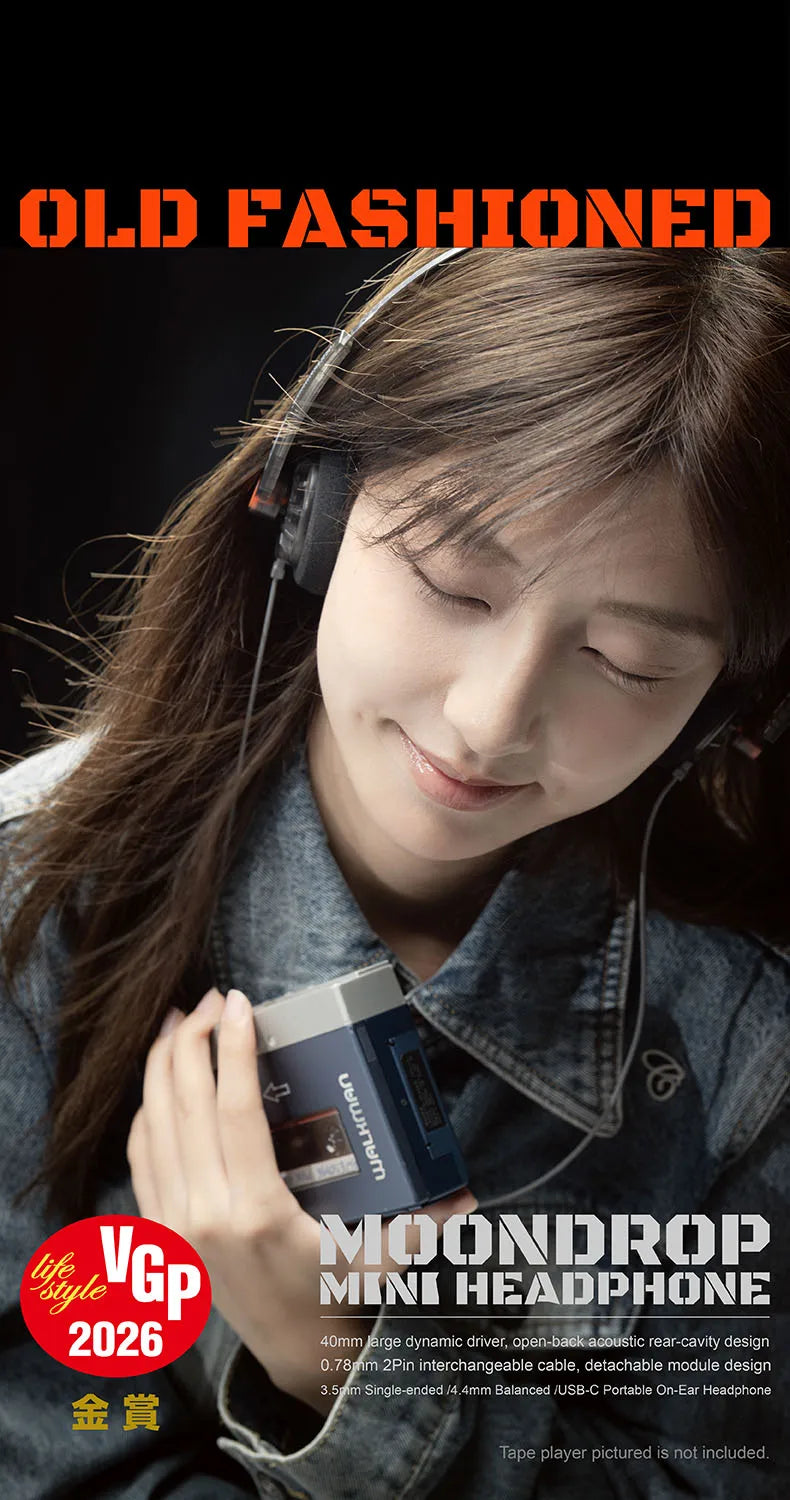 MOONDROP OLD FASHIONED On-Ear Headphone 40mm large dynamic driver 0.78-2pin 3.5mm Plug