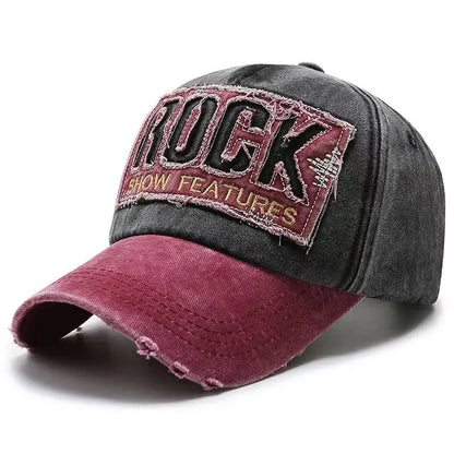 Wysokiej jakości bawełniana czapka baseballowa z haftowanym napisem ROCK dla mężczyzn i kobiet, snapback, sportowa czapka przeciwsłoneczna outdoor
