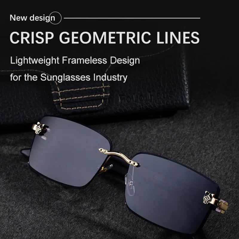 2026 Wooden Rimless Sunglasses Women Trendy Retro UV400 Protection Square Sunglass Men Brand Design Fashion Glasses Dropshipping