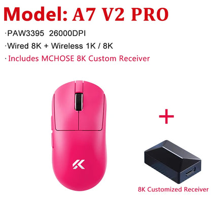 MCHOSE A7 V2 Ultra / Pro Lightweight Wireless Gaming Mouse Dual 8000Hz PAW3950 TI 42000DPI Mice For PC E-sports Gamer