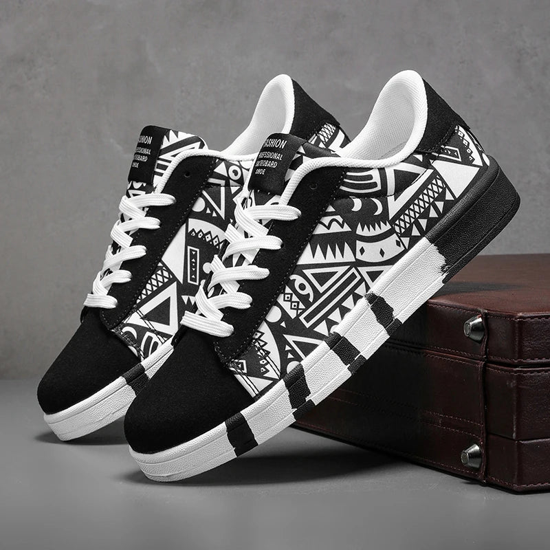 Nouvelles Chaussures de Skateboard Tendance pour Hommes – Baskets Décontractées Antidérapantes en Toile à Motifs pour la Marche en Extérieur – Zapatos Sportifs pour Homme