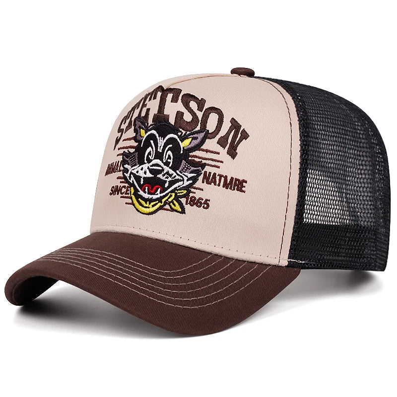 2025 Cartoon New Baseball Hat STETSON Cartoon Cat Truck Hat Street Hip Hop Hat Daily Leisure Sports Sunshade Breathable Mesh Hat