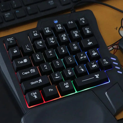 USB Single Hand Keyboard Ultra-slim Mini One Handedly Keyboard Luminous Wired Gaming Mechanical Keyboard Smartphone