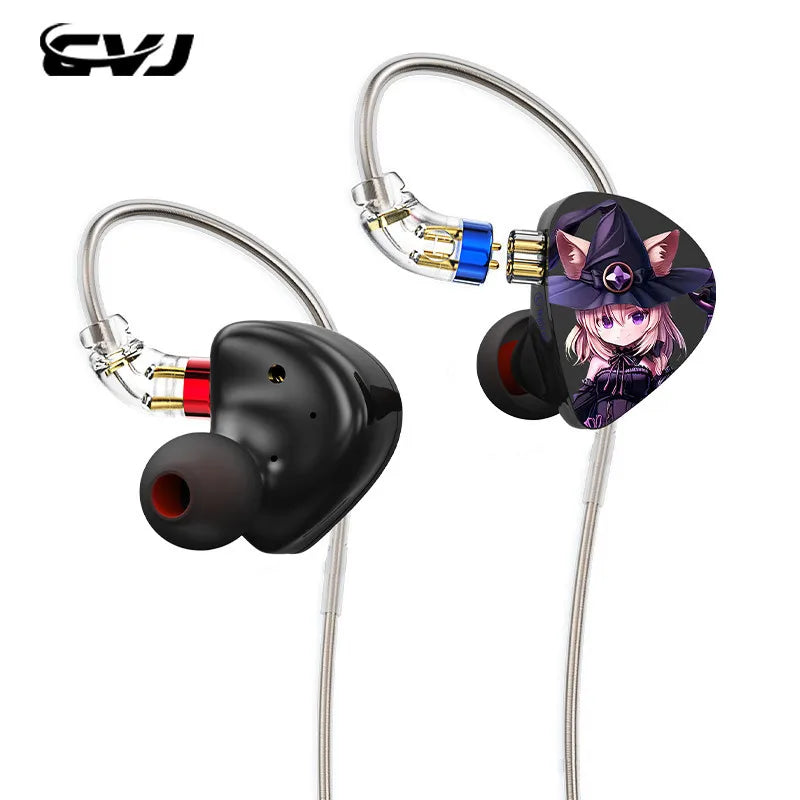 CVJ Nightelf in ear earphones Dual-channel three-unit  3.5mm metal plug earphone with silver-plated wire rod