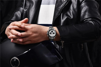 PAGANI DESIGN V2 40MM Reloj de cuarzo para hombre con esfera de meteorito, cristal de zafiro, cronógrafo retro y resistente al agua