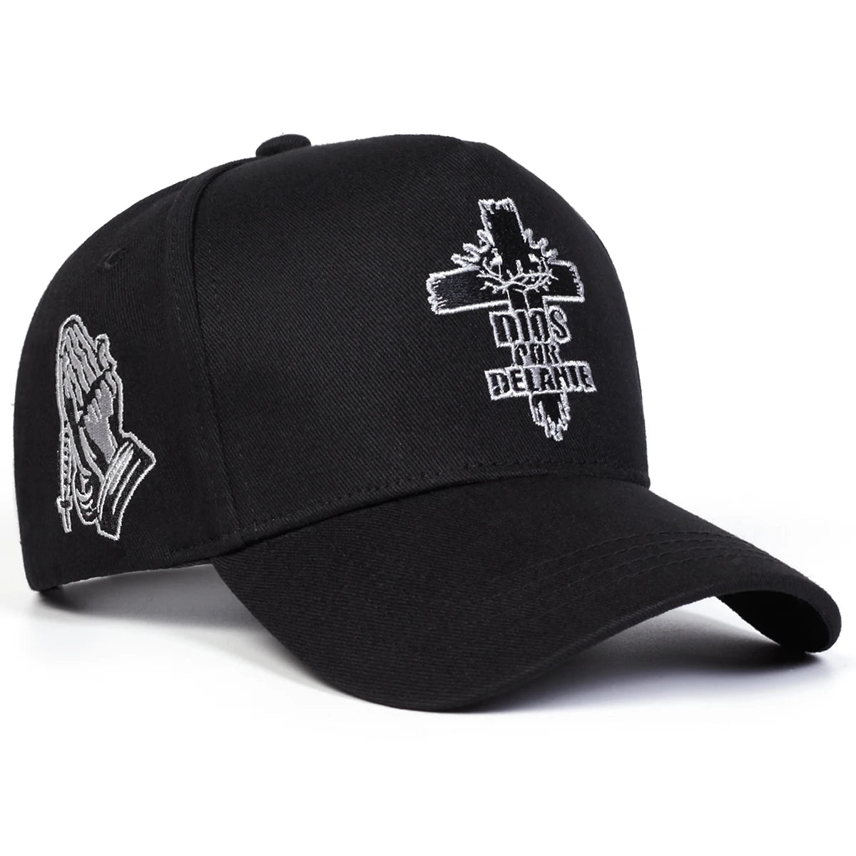 Unisex DIOS POR DELANTE Baseballkappen mit Kreuzstickerei – Frühjahr/Herbst – Outdoor – verstellbar – Freizeitmützen – Sonnenschutzhut – Sportmütze