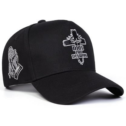 Unisex DIOS POR DELANTE Baseballkappen mit Kreuzstickerei – Frühjahr/Herbst – Outdoor – verstellbar – Freizeitmützen – Sonnenschutzhut – Sportmütze