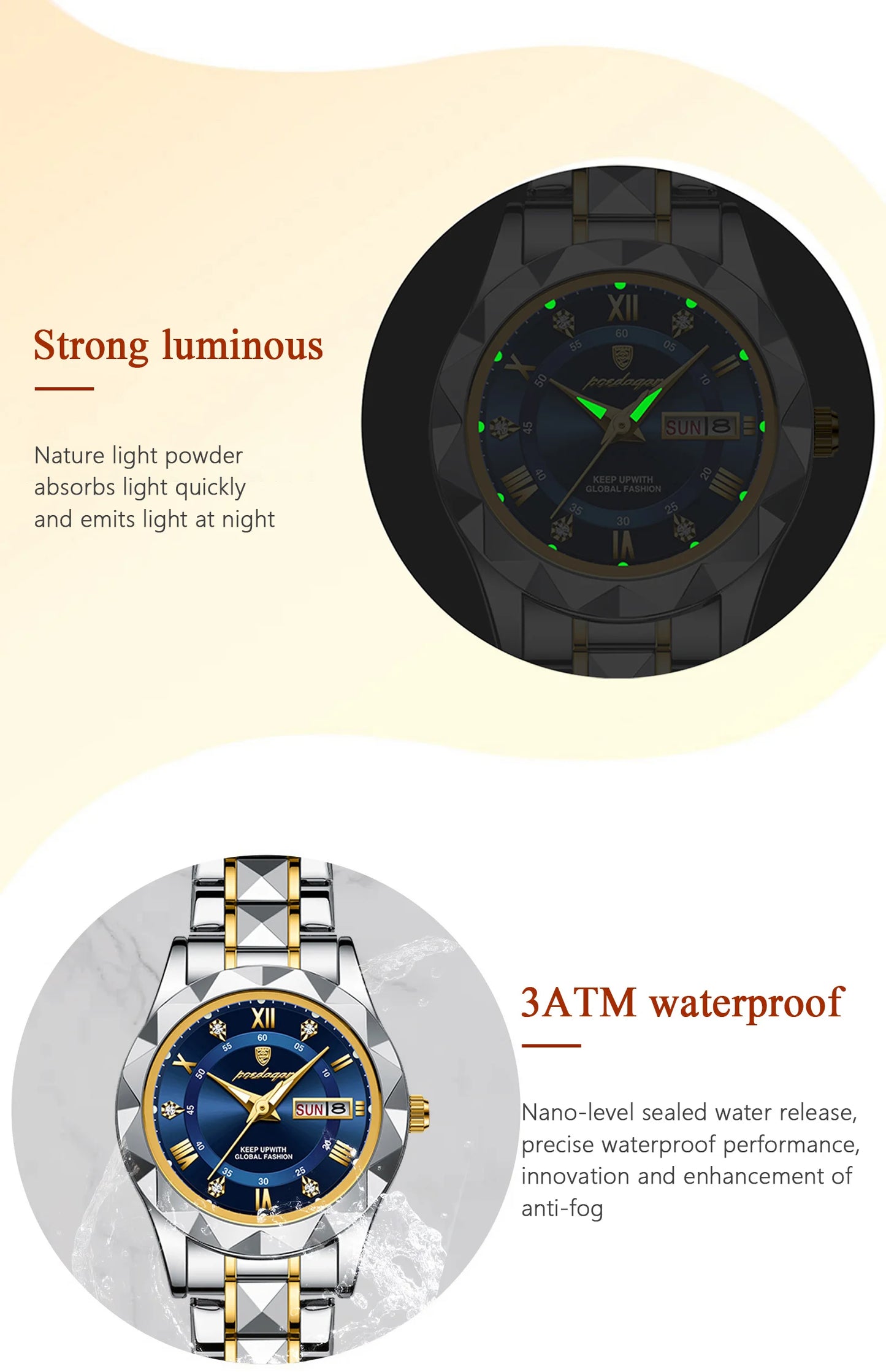 POEDAGAR Top Luxury Watches For Women Stainless Steel Week Date Woman Wristwatch Luminous Waterproof Fashion Quartz Ladies Watch