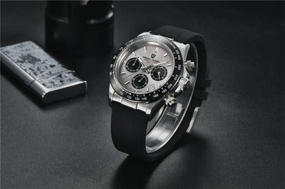 PAGANI DESIGN V2 40MM Reloj de cuarzo para hombre con esfera de meteorito, cristal de zafiro, cronógrafo retro y resistente al agua