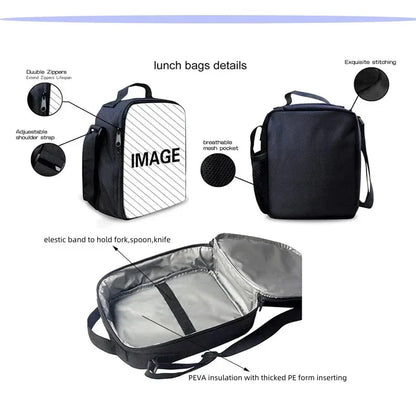 F-FortniteS Child Insulated Large Capacity Bag for Boy Hot Game Girl Student Outdoor Picnic Resuable Thermal Cooler Lunch Box