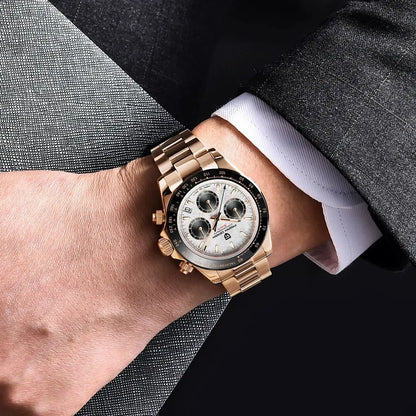 PAGANI DESIGN 2025 New Men's Watches Luxury Rose Gold Quartz Watch For Men 100M Waterproof Sports Chronograph Wristwatch Men