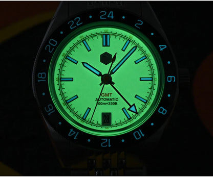 San Martin 39.5mm Limited Edition Full Lume Dial Automatic Mens Watch NH34 GMT 6H Date 10Bar Luxury Kol Saati SN0116W