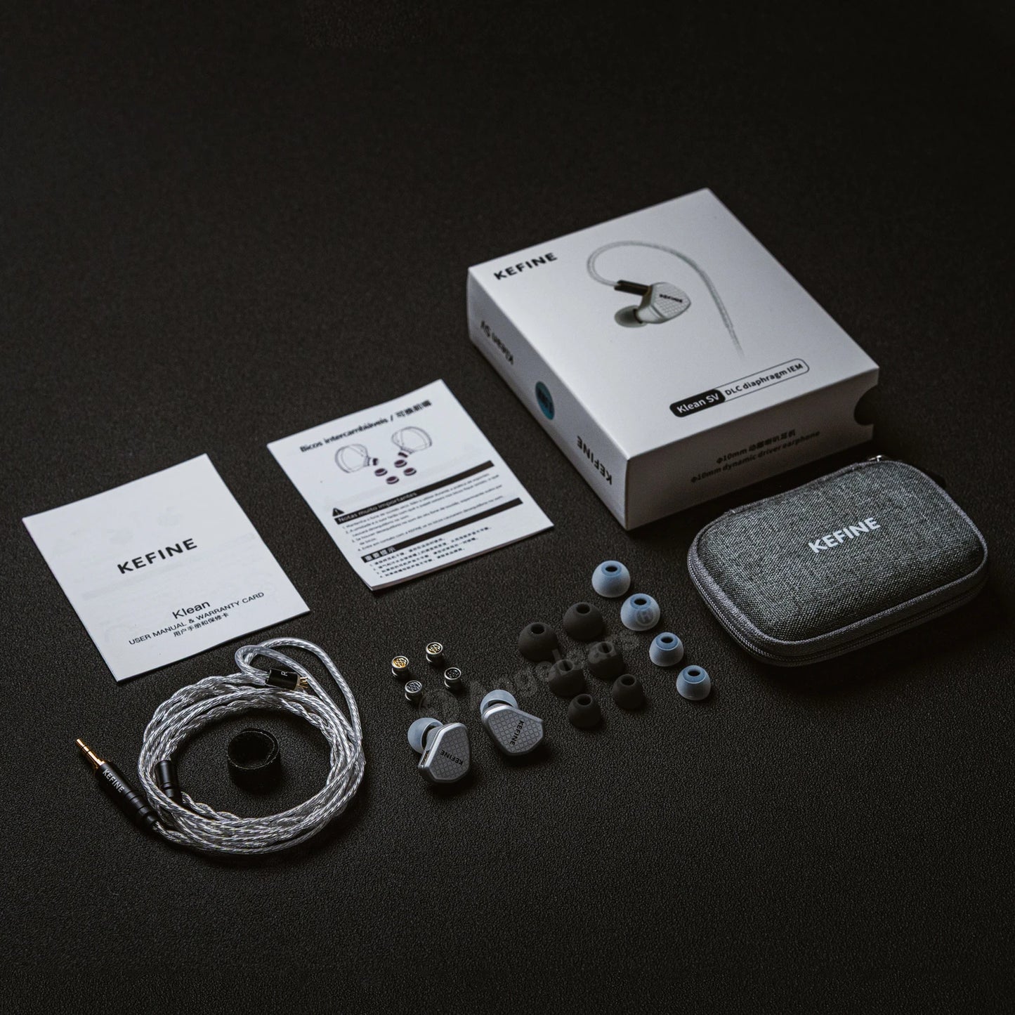 Angelears Kefine Klean SV 10mm DLC Diaphragm Dynamic Driver IEMs Hi-Fi In-ear Earphone with Nozzles and SPC Cable
