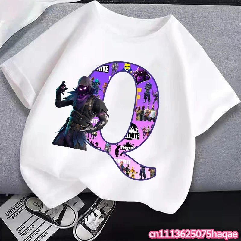 New Fortnites Kids T-shirts Cartoon Letter Graphic T-shirts Boys Girls Summer Casual Sports Short Sleeves Tops Children Clothing