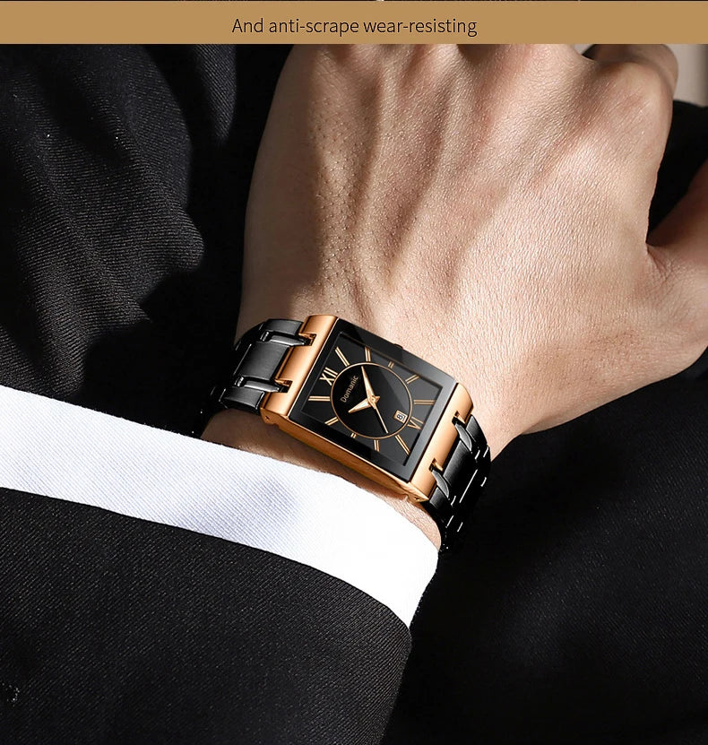 Montre-bracelet de luxe BINBOND à quartz précis pour homme, lumineuse, étanche, date automatique, en acier inoxydable durable, style décontracté.