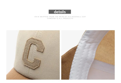 Vintage C Letter Embroidered Baseball Cap | Two-Tone Design, Adjustable Strap, Unisex for Men & Women