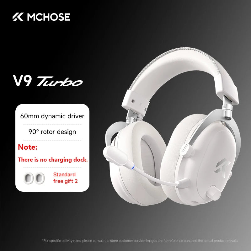 MCHOSE V9 Turbo + Wireless Gaming Headset 60mm 7.1 Surround Sound Professional Esports Headphones With RGB Charging Base