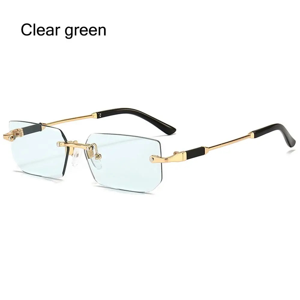 Trendy Rimless Sunglasses for Women Men Rectangle Fashion Shades Small Square UV400 Sun Glasses For Female Male Traveling Oculos