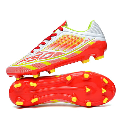 Chaussures de football AG FG pour adultes, tissu PU doux et agréable pour la peau, semelle extérieure antidérapante en TPU, résistantes à l'usure, pour les matchs sur gazon du week-end