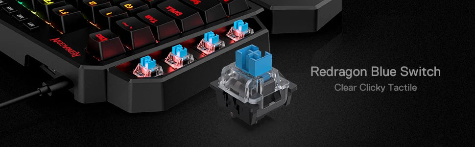 Redragon K585 DITI One-Handed RGB Mechanical Gaming Keyboard, Wrist Rest 42 Keys Type-C Professional Gaming Keypad Hot-Swappable
