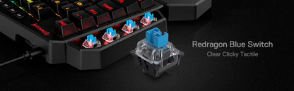Redragon K585 DITI One-Handed RGB Mechanical Gaming Keyboard, Wrist Rest 42 Keys Type-C Professional Gaming Keypad Hot-Swappable