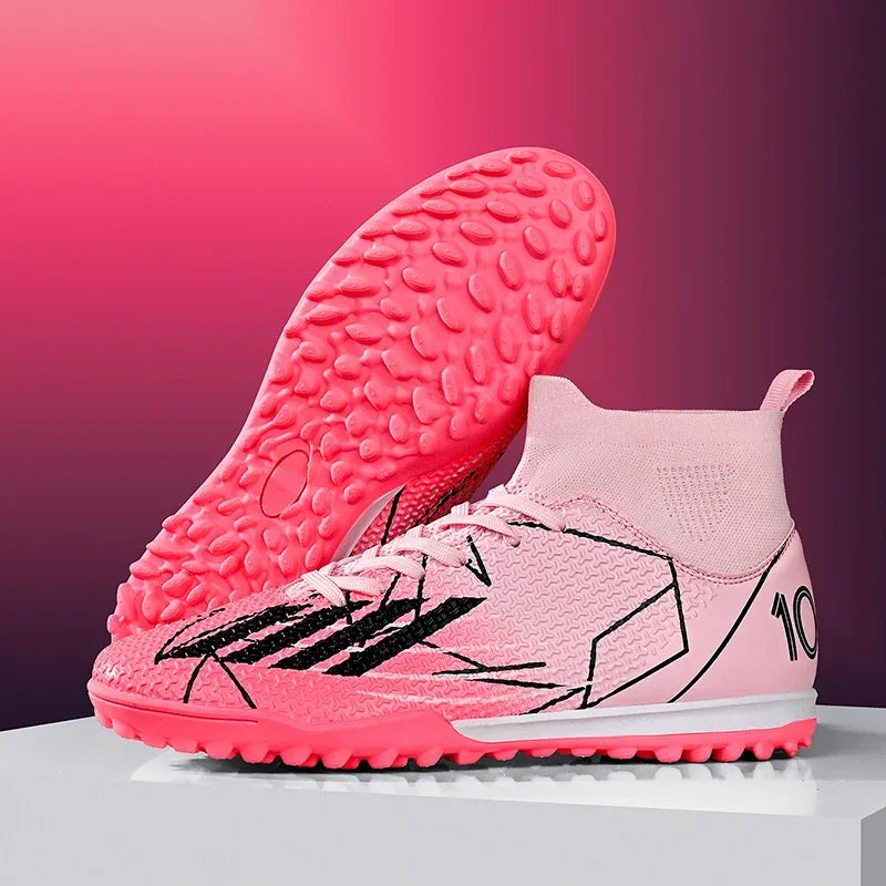 Nouvelles chaussures de football pour hommes, ultralégères, pour intérieur et extérieur, de haute qualité, à haute cheville, antidérapantes, chaussures de sport, futsal antidérapantes