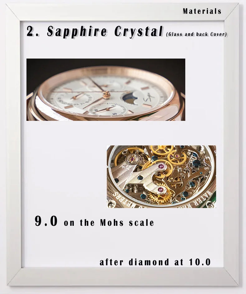 Original Movement ST1908 Sugess Men Mechanical Calendar Watch Chronograph Vintage Moonphase Wristwatches Waterproof