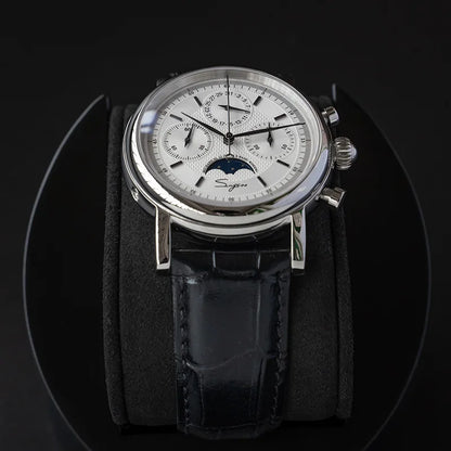 Original Movement ST1908 Sugess Men Mechanical Calendar Watch Chronograph Vintage Moonphase Wristwatches Waterproof