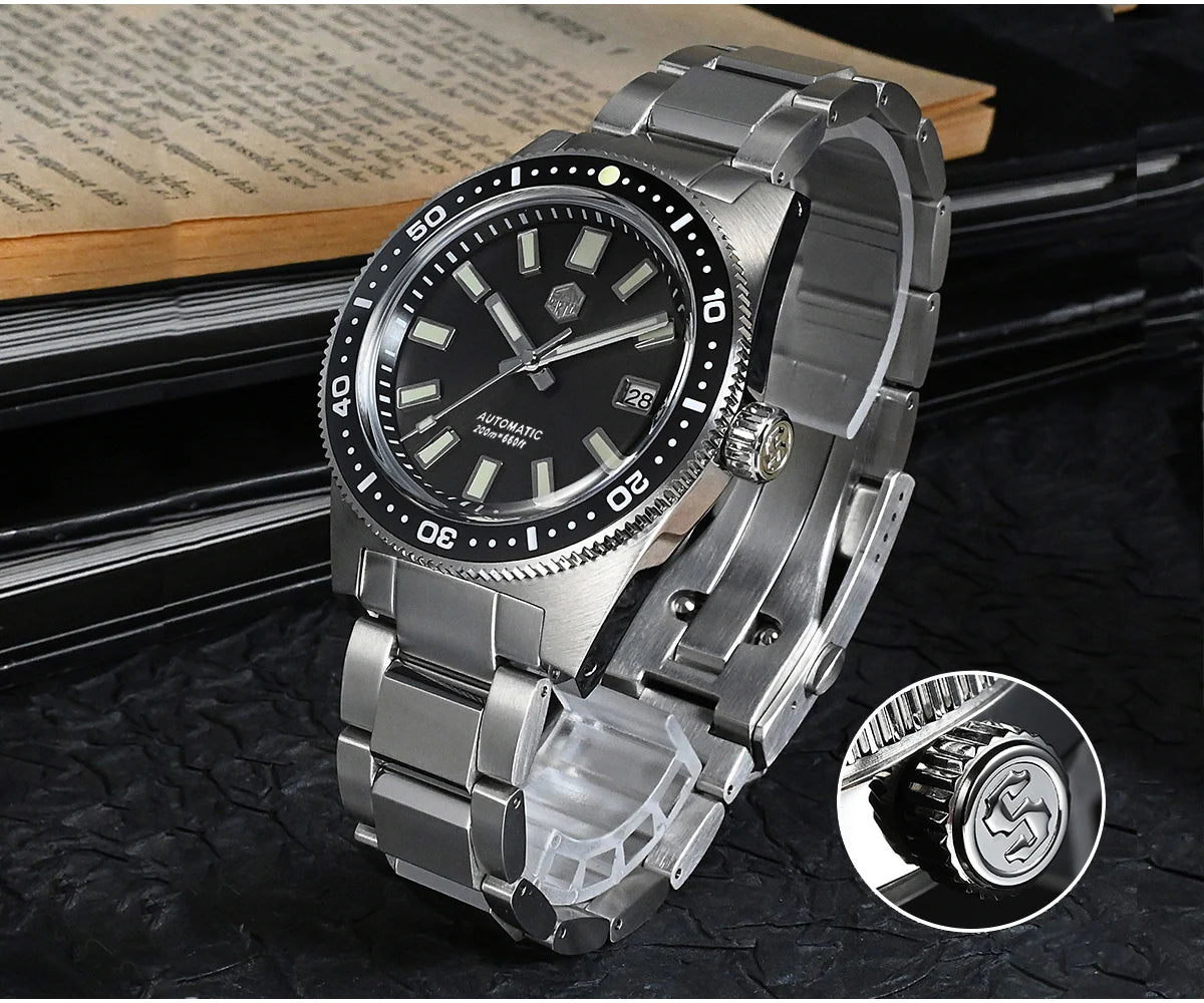 San Martin Official 41mm 62mas V4 Diver Men Watch NH35 Automatic Mechanical Watch Sapphire Glass 200m Waterproof Luminous SN0007