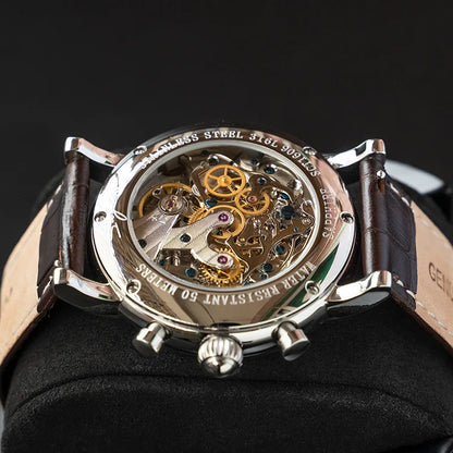 Original Movement ST1908 Sugess Men Mechanical Calendar Watch Chronograph Vintage Moonphase Wristwatches Waterproof