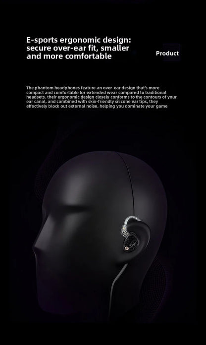 KZ Phantom HIFI In-Ear Gaming Earphone 4-Speed Custom Tuning Switch DSP Game Sound Card For PC Wired Headphones Gifts