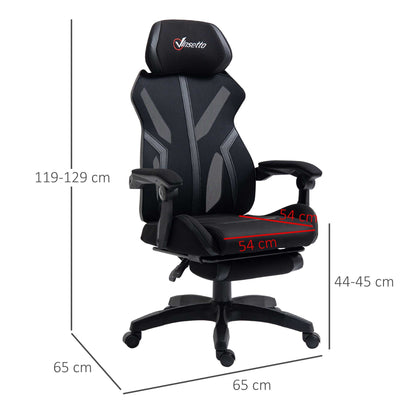 Vinsetto Reclining Gaming Chair with Retractable Footrest Adjustable Height 65X65X119-129 cm Black